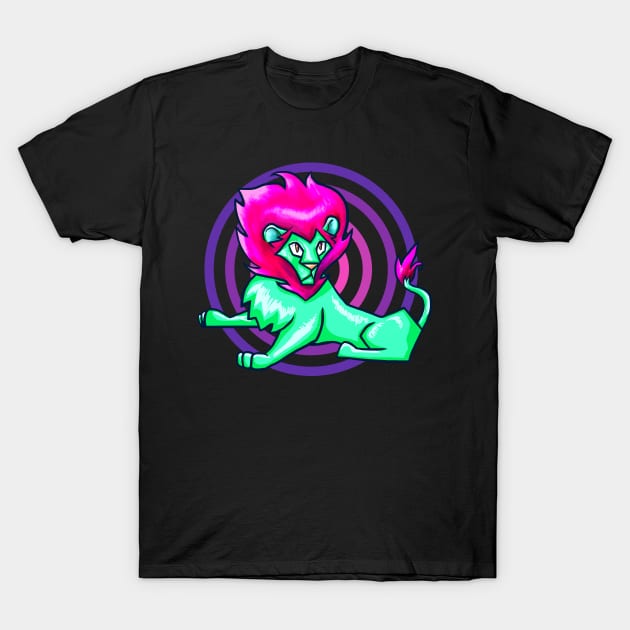 Cartoon Neon Lion T-Shirt by Alice_Wieckowska